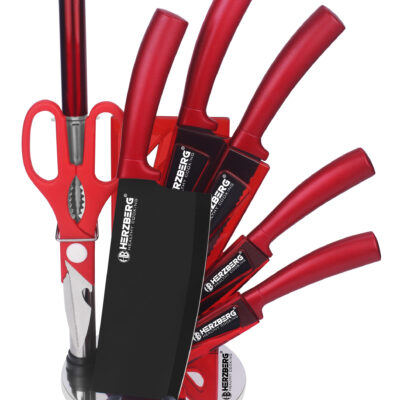 Herzberg 8-Teiliges Messerset mit Acrylständer – Rot