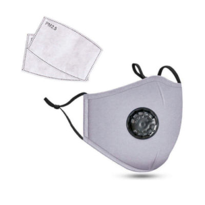 PM2.5M: Waschbare Baumwollmaske mit Carbon 2-Filtern Grau